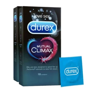 Durex Mutual Climax Dotted & Ribbed Condoms for Men & Women - 10 Count (Pack of 2)